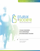 Cover for issue 'Avenues inattendues de la méthodologie de la théorisation enracinée' of the journal 'Enjeux et société'