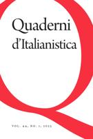 Couverture du numéro 'Volume 44, numéro 1, 2023' de la revue 'Quaderni d'Italianistica'