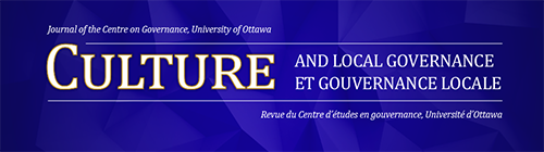 Logo for the journal Culture and Local Governance / Culture et gouvernance locale