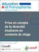 Cover for issue 'Prise en compte de la diversité étudiante en contexte de stage' of the journal 'Éducation et francophonie'
