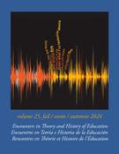 Cover for issue 'Consequences of the Past and Responsible Histories of Education for the Future' of the journal 'Encounters in Theory and History of Education / Rencontres en Théorie et Histoire de l'Éducation / Encuentros en Teoría e Historia de la Educación'