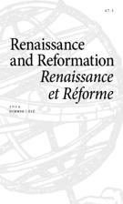 Cover for issue 'Volume 47, Number 3, Summer 2024' of the journal 'Renaissance and Reformation / Renaissance et Réforme'