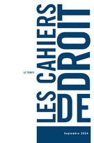 Couverture du numéro 'Le temps' de la revue 'Les Cahiers de droit'