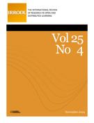 Couverture du numéro 'Volume 25, numéro 4, novembre 2024' de la revue 'International Review of Research in Open and Distributed Learning'