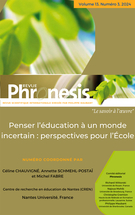 Couverture du numéro 'Penser l’éducation à un monde incertain : perspectives pour l’École' de la revue 'Phronesis'