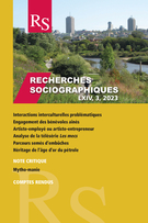 Couverture du numéro 'Volume 64, numéro 3, septembre–décembre 2023' de la revue 'Recherches sociographiques'